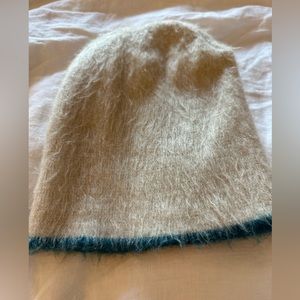 Cream and Blue Women's Beanie